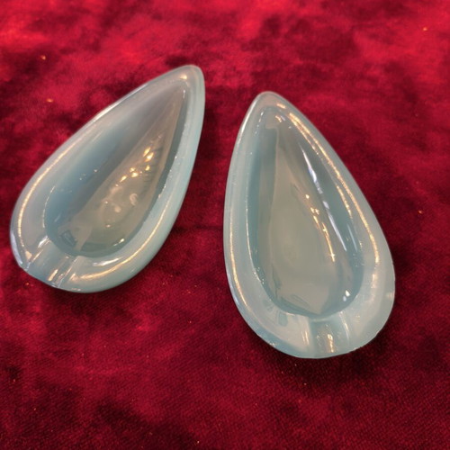 Vintage Opal Glass Ashtray Set of 2, Teardrop Shape, Blue