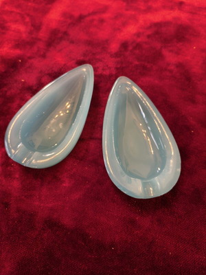 Vintage Opal Glass Ashtray Set of 2, Teardrop Shape, Blue