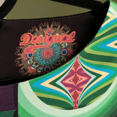 Desigual dress new, size medium, black with colorful patterns