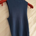 Tally Weijl Blue Ribbed Sleeveless Knit Top Mock Neck Size L Like New
