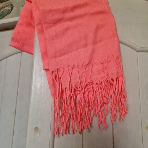 Authentic coral pashmina scarf new, cashmere silk