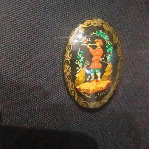 Russian brooch like new, black