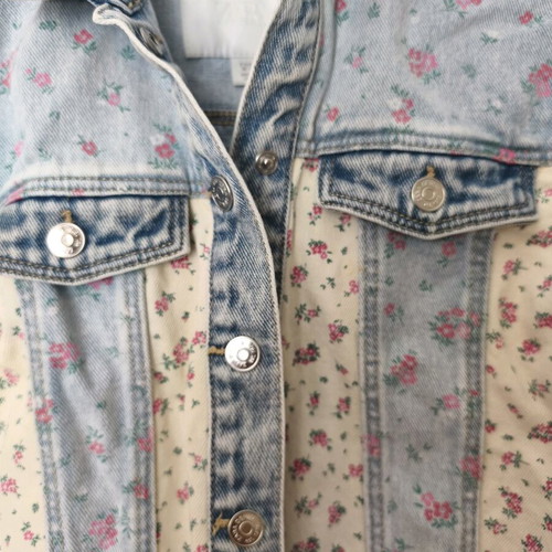 Zara kids jean jacket vanilla cream with flowers like new, 2 years, 92 cm