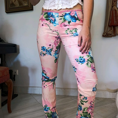 Blugirl Blumarin floral pants like new, pink with blue flowers, size S