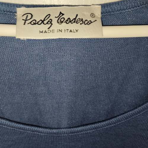 Paolo Todesco vintage sleeveless blouse blue linen new Medium Large