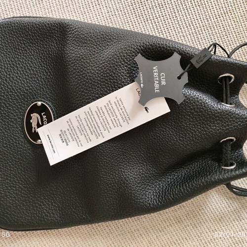Lacoste leather bucket bag black, new with tags