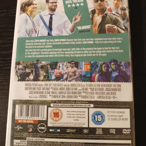 DVD Bad Neighbours new comedy movie with Seth Rogen, English subtitles