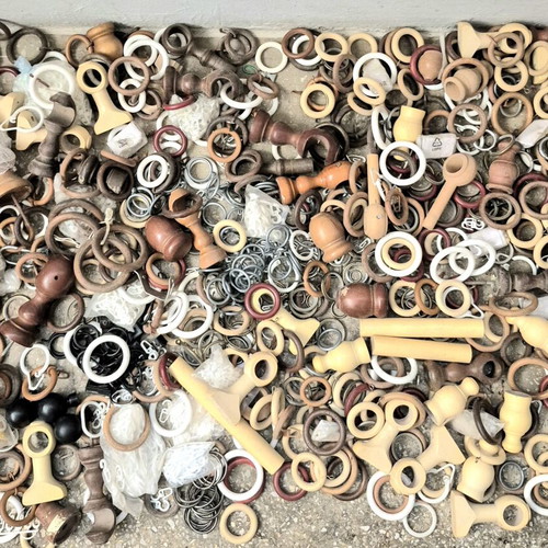 Curtain accessories large set, wood plastic metal