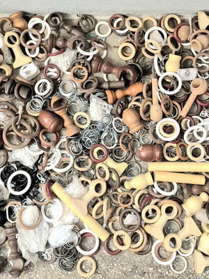 Curtain accessories large set, wood plastic metal