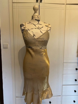 Gold satin formal dress, size M