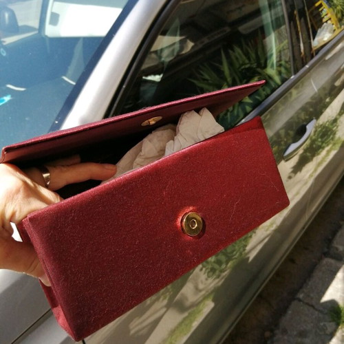 Evening bag like new, burgundy, handheld with strap