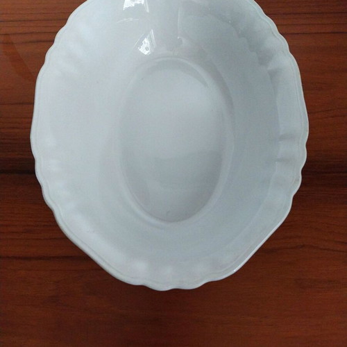 Deep ceramic oval serving platter KERAMIKOS like new, white, vintage 50s