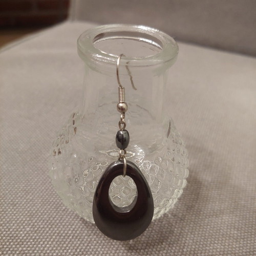 Single earring new with gray magnet and gift blue hoop