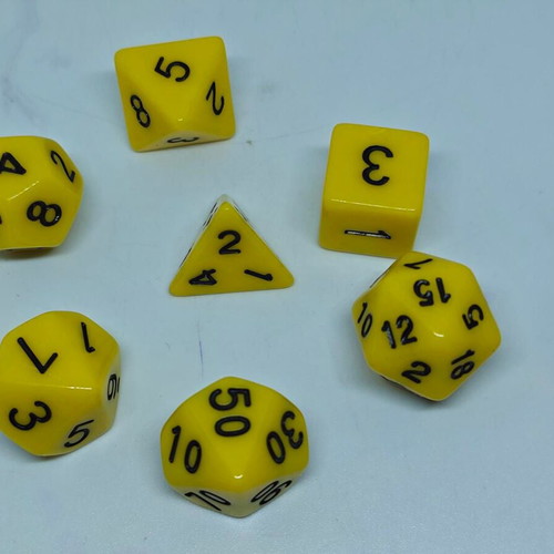 RPG dice set 7 pieces like new with fabric pouch