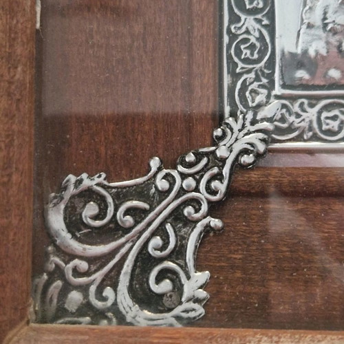 Old Virgin Mary icon used in wooden frame from Megalochari Tinos