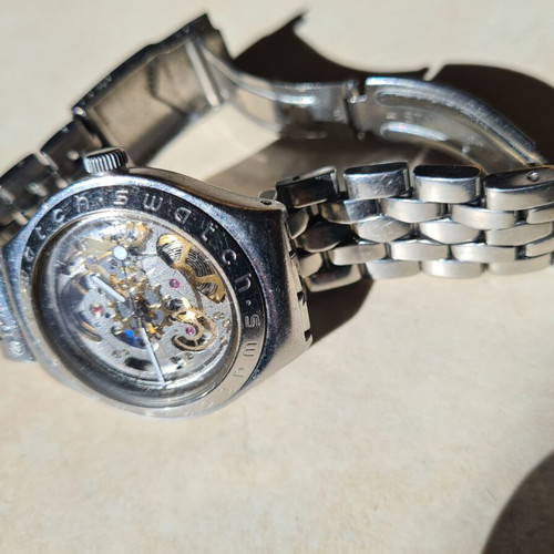 Swatch Irony Body & Soul YAS100G wristwatch used, silver color
