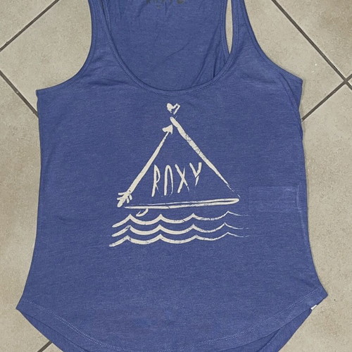 Roxy Women Tank Top Blue Sailboat Graphic Print Size M like new