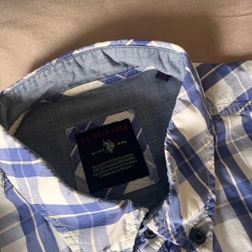 Ralph Lauren checked shirt like new, white and blue, XXL