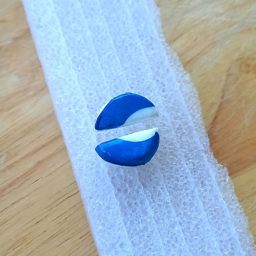 Handmade ceramic earrings eyes with decoupage and glass coating