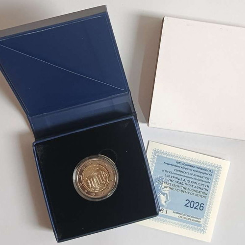 Ελλάδα 2 Ευρώ 2026 Proof Ακαδημία 100 Χρόνια Αναμνηστικό