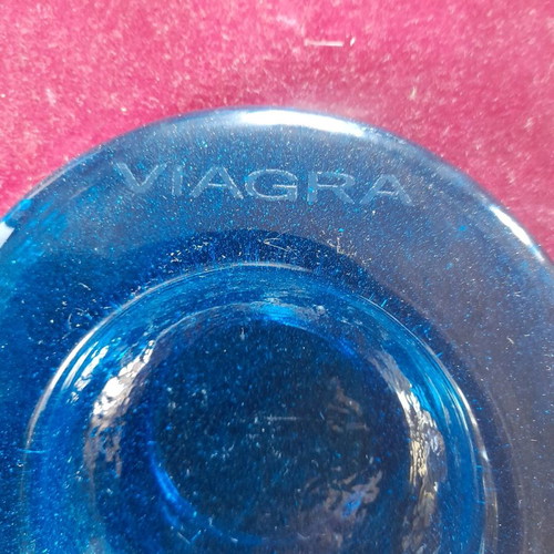 Viagra promotional bowl used, dark blue glass