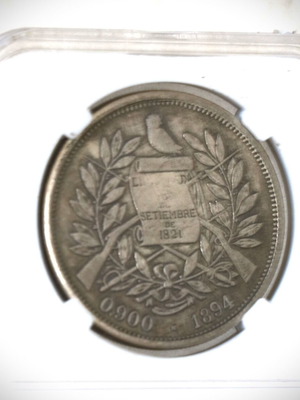 Γουατεμάλα 1 πέσο ακριβές αντίγραφο του 1894 από κράμα αργύρου 750