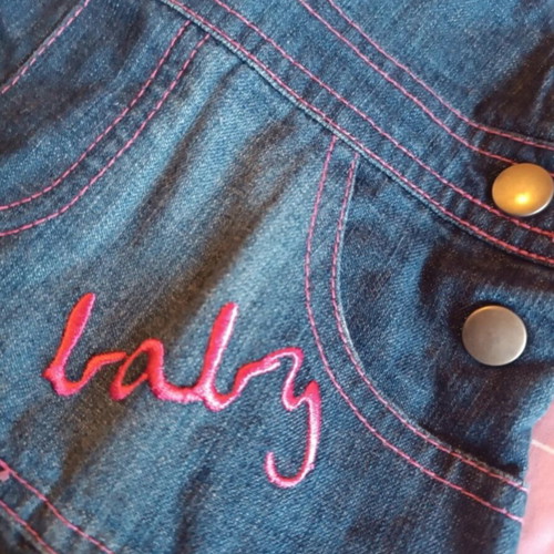 Allouette denim dress for girl 3 years 98 cm like new, pink details