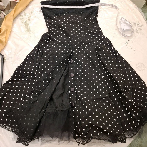 Elegant dress black with white polka dots size M like new