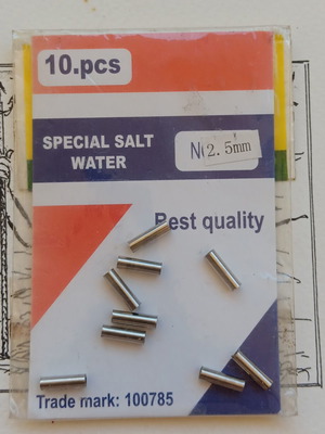 Metal crimps/sleeves 2.5mm diameter, pack of 9