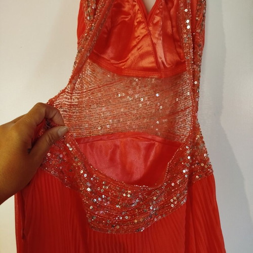 Mikael coral dress like new with embroidered beads, size M