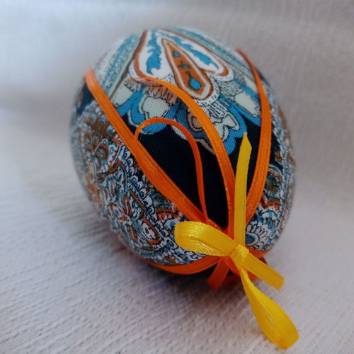 Decorative egg blue paisley used, Easter decor