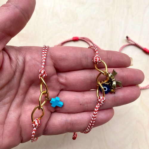Pack of 6 new Martakia bracelets with gold bronze metal details
