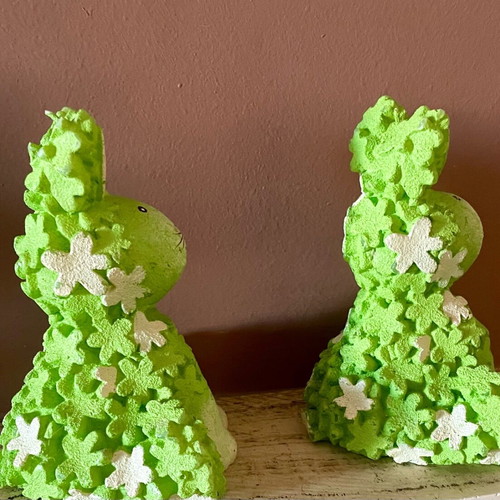 Decorative bunny candles set of two like new