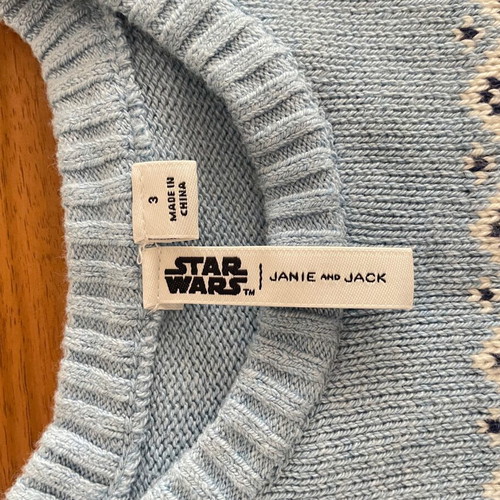 Janie and Jack Star Wars sweater new for 3 years old, size 98 cm