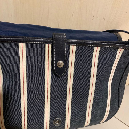 Longchamp shoulder bag like new, denim with white and blue stripes