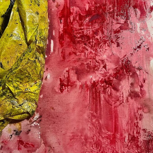 Original acrylic painting with solid elements, contemporary art