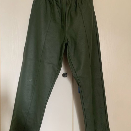 Moutaki Khaki Faux Leather Pants Size M New