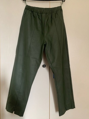 Moutaki Khaki Faux Leather Pants Size M New