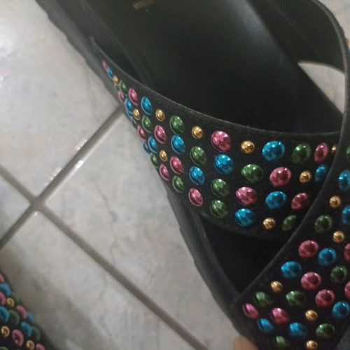 Liu Jo sandals new, black with colorful crisscross strap