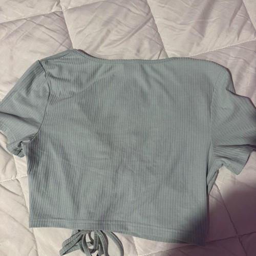Shein blouse size Large like new, turquoise with tie detail