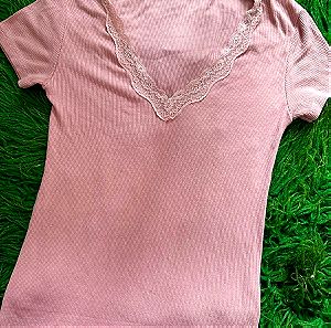 [SMALL] ελαστικό γυναικείο κοντό μανίκι t shirt ροζ