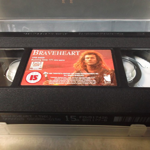 Braveheart Mel Gibson VHS tape used, 1990s