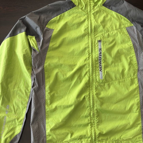 Salomon men's windbreaker jacket used, lightweight, gray and green