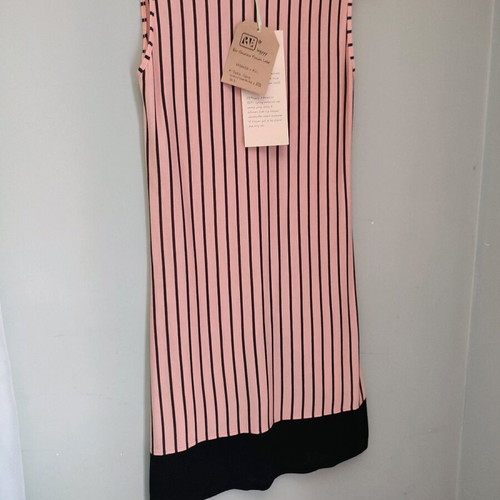 Sleeveless Jersey Dress Pink Black Medium New