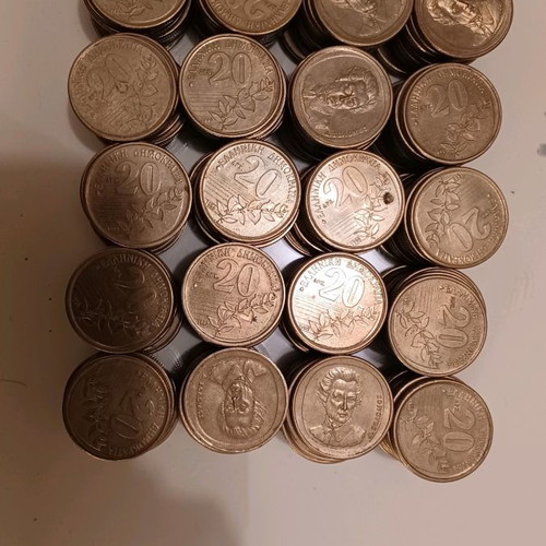 20 Drachma coins used, pack of 200, minted 1992