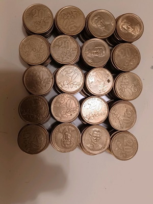 Κέρματα 20 δρχ. μεταχειρισμένα, πακέτο 200, κοπής 1992