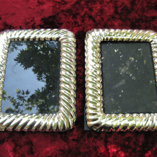 Pair of silver photo frames used, tabletop 25x20 cm