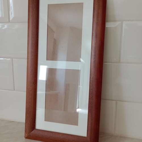 Photo frame used, wooden wall mount for 2 photos 10x15cm