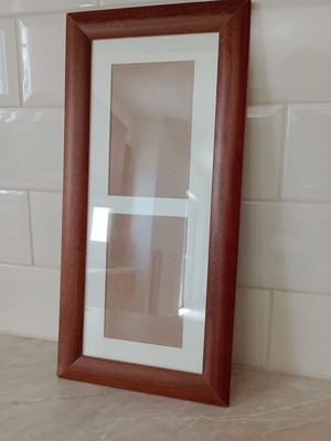 Photo frame used, wooden wall mount for 2 photos 10x15cm