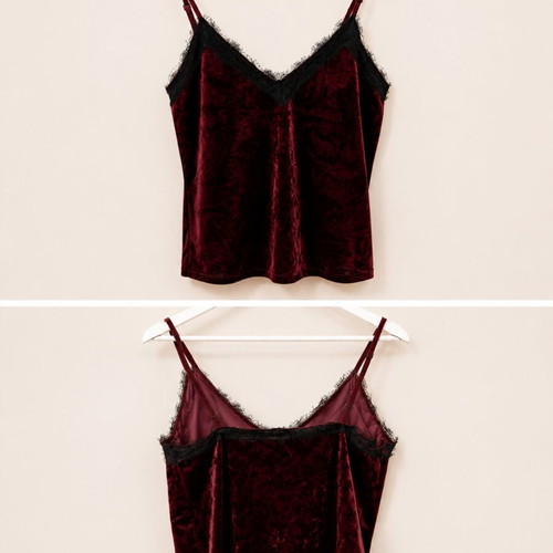 Velvet Lace Top burgundy, like new, size S